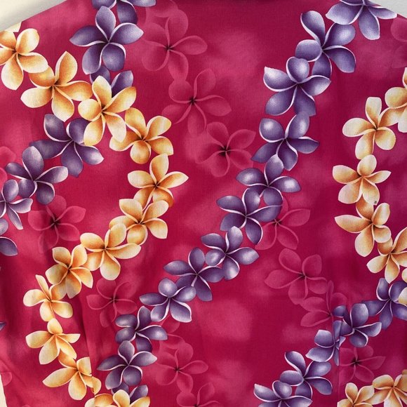 HO Aloha Hawaiian 1980’s Fitted Floral Plumeria Pink Cotton Shirt Beach Summer S - Picture 9 of 9